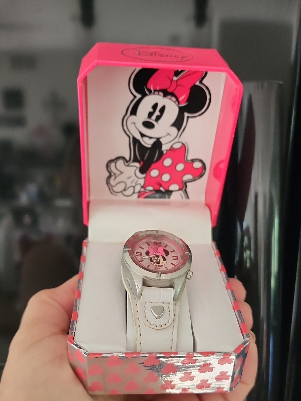 Disney Light Up Pink Minnie Heart Watch with White Strap